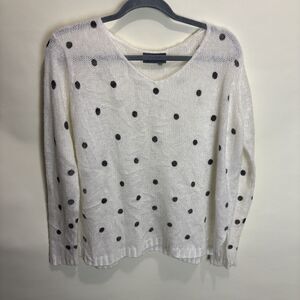 Wooden Ships Grey Silver Polka Dot Sweater Mohair Wool Women Size M/L